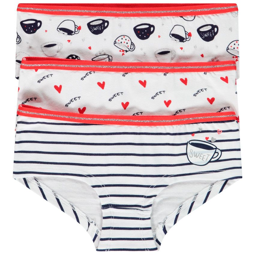 Lot de 3 shorties en coton pour fille - Blanc