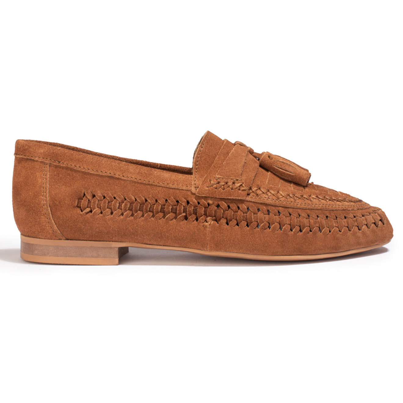 Couleur Pourpre Mocassins en Velours de Cuir Hampi camel
