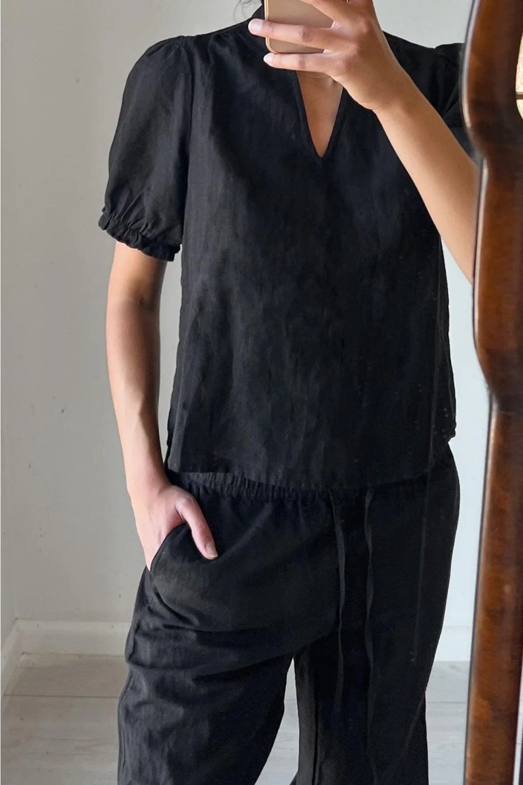 Neo Noir Odesa Linen Blouse black