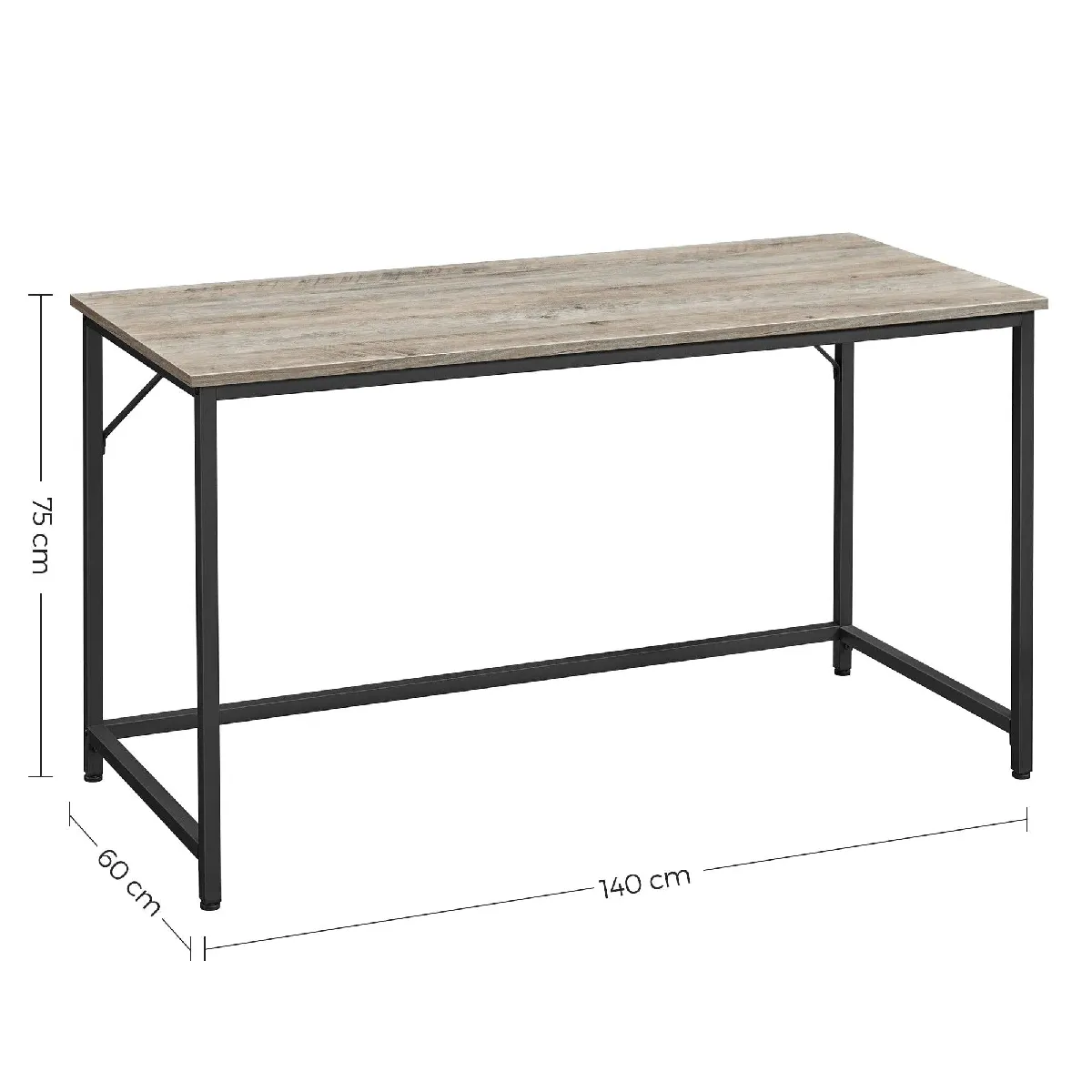 Helloshop26 Bureau industriel grège 140 cm
