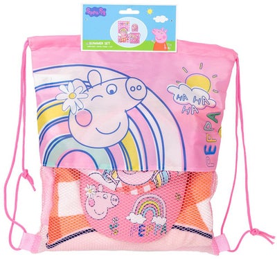 Peppa Gris Håndkle Treningsbag & Kaps Sett, Rosa
