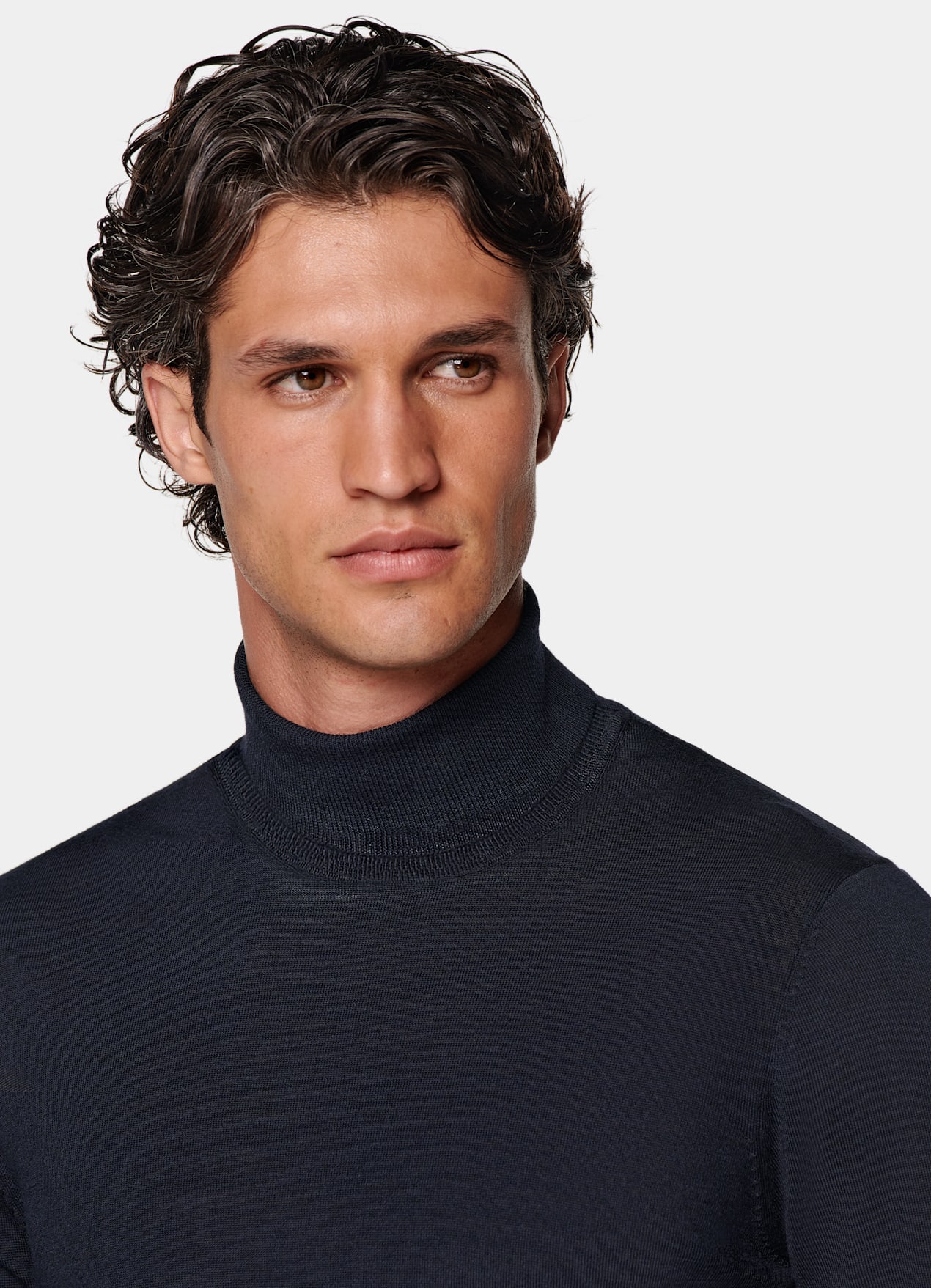 Col roulé Merino bleu marine