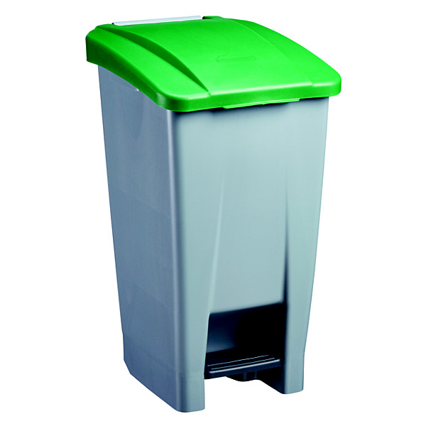 Poubelle mobile à pédale plastique recyclé - 60 L - mobily green - gris/vert
