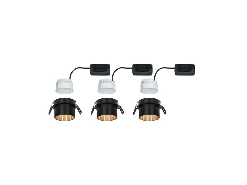 Paulmann Einbauspot LED Gil Coin Set, 3 x 6W, 2700K, Schwar Einbauleuchte zur Deckenmontage