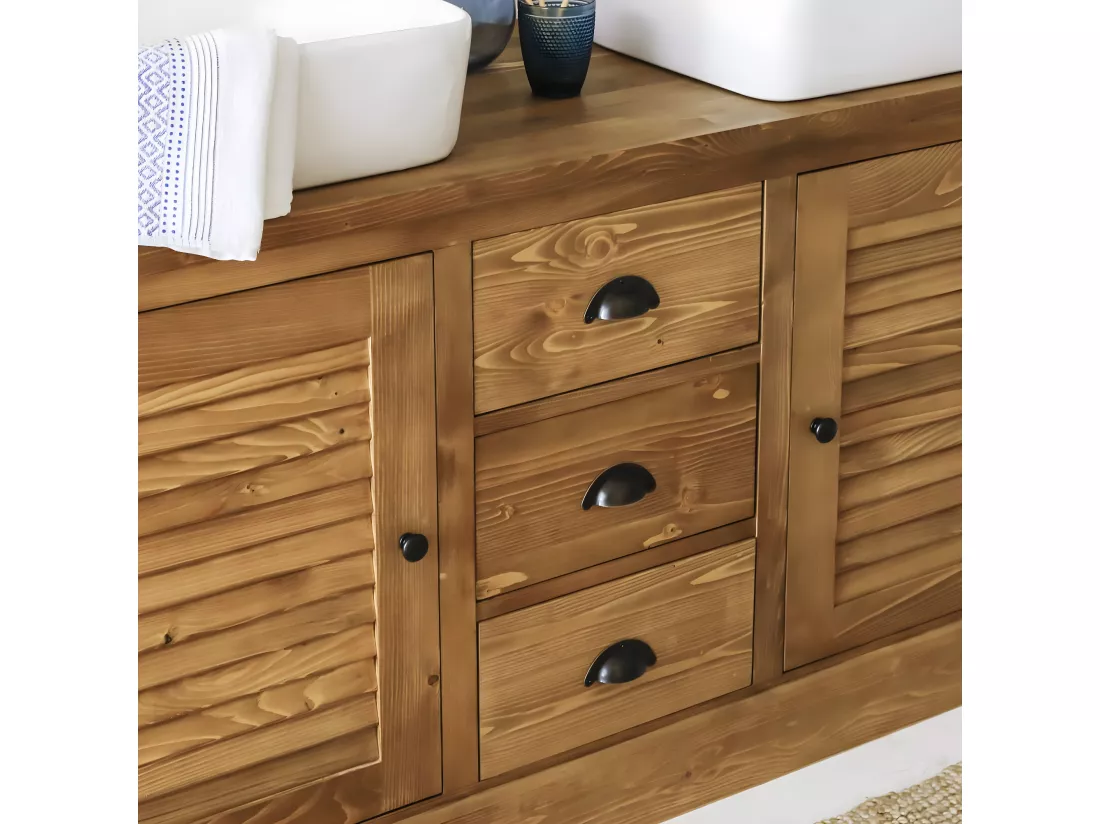 Meuble sous vasque en pin massif 150 cm Manel