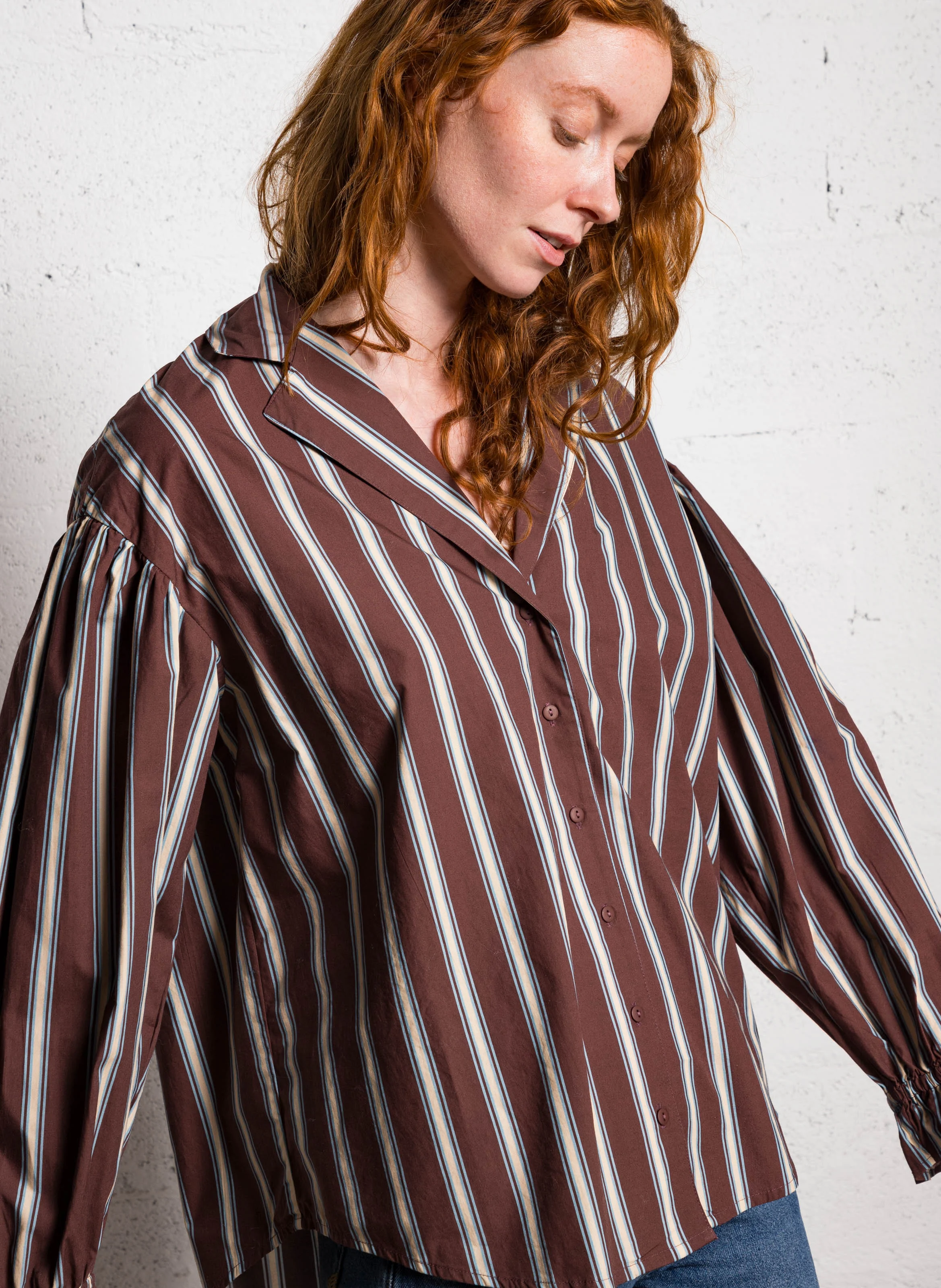 Chemise rayée en coton | Marron