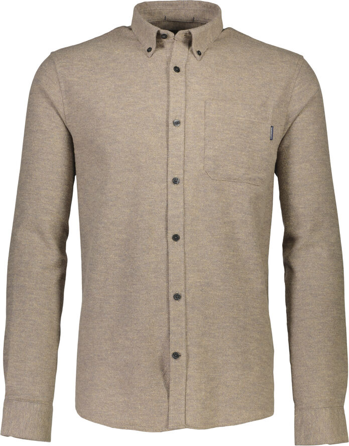 Lindbergh Brushed twill shirt L/S Mid brown