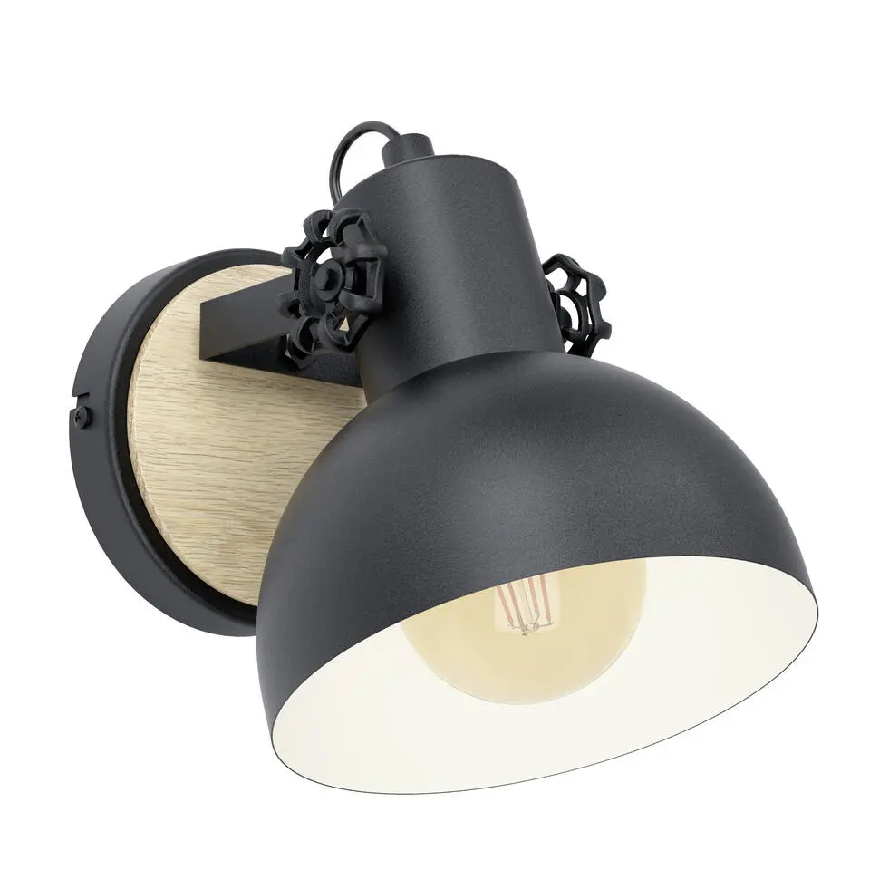 EGLOLubenhamWandlamp-1lichts-E27-Zwart,Bruin