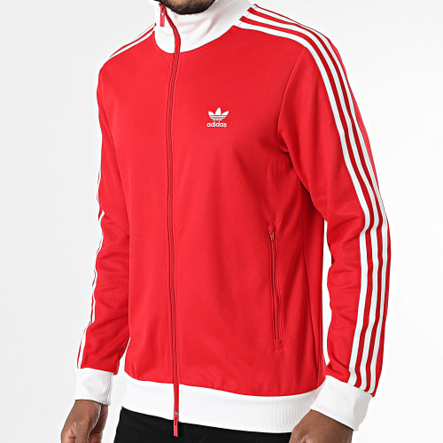Veste Zippée A Bandes Beckenbauer IM4511 Rouge Blanc