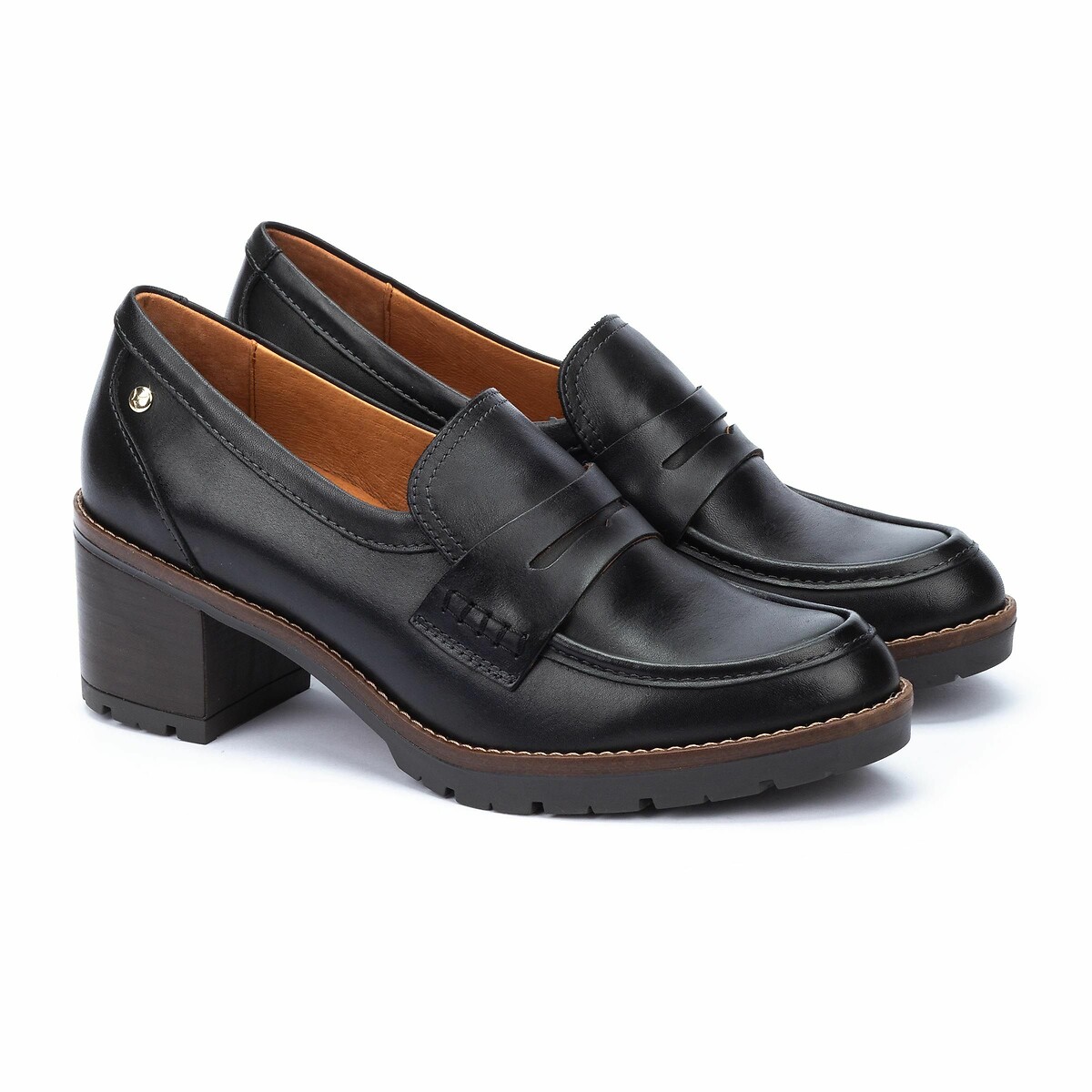 PIKOLINOS<br>Mocassins de couro com salto alto, Llanes
