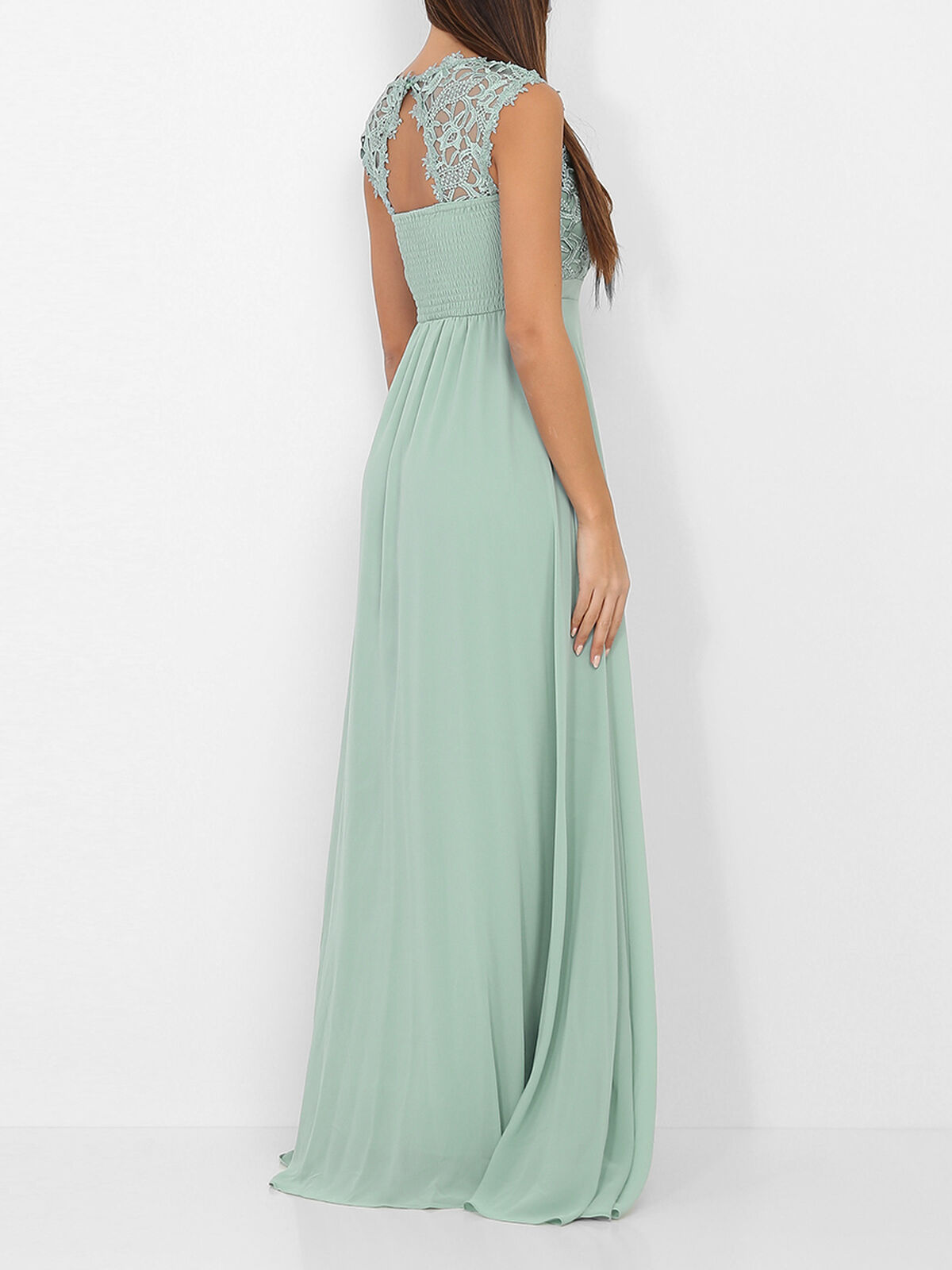 Robe longue à dentelle- Vert clair