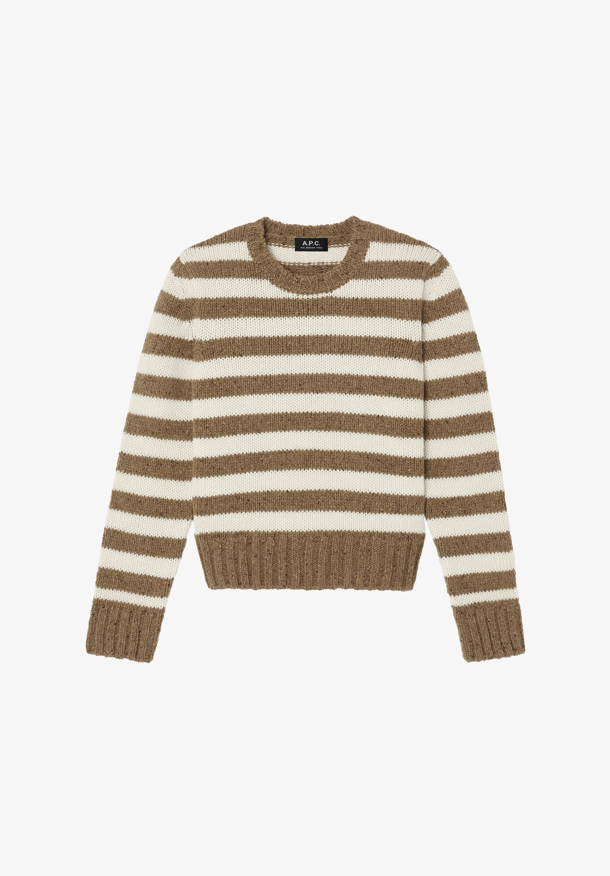 Pull rayé moucheté - Noisette / ecru