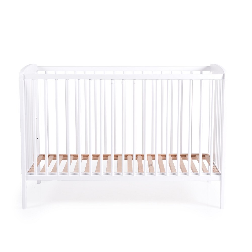 Cangaroo Babybett Amelia 120 x 60 cm, Holz Buche, 3 Höhenpositionen, Gitterbett weiß