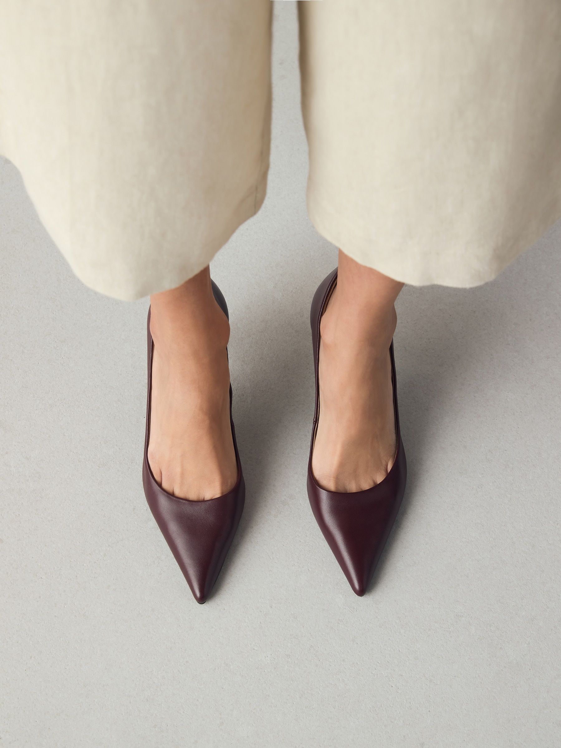 Bordeauxrood - Leren mid-court pumps