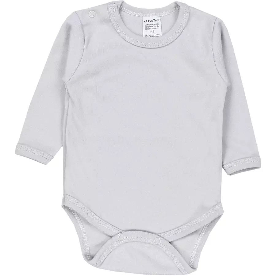 TupTam Mädchen Baby Body Langarm Unifarben 5er Pack grauweiß