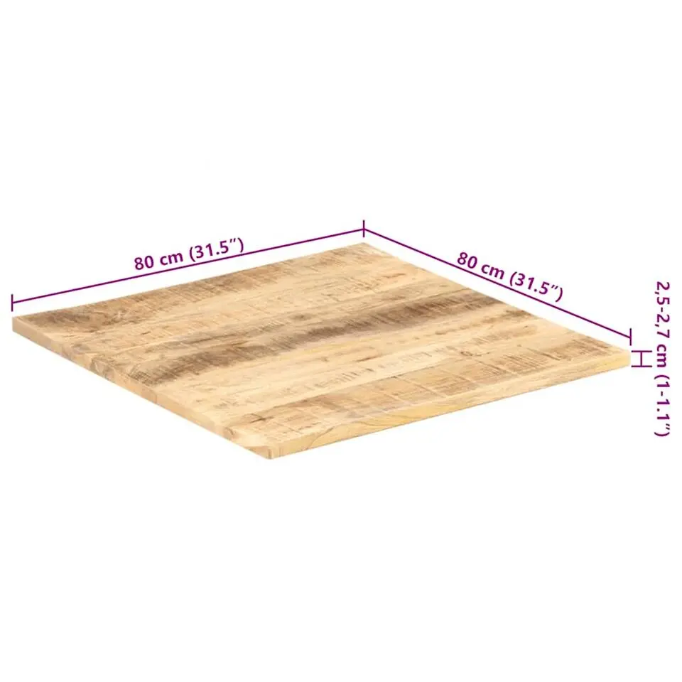 vidaXL - Tafelblad - Bruin - Hout - 80 x 80 cm 25-27 mm