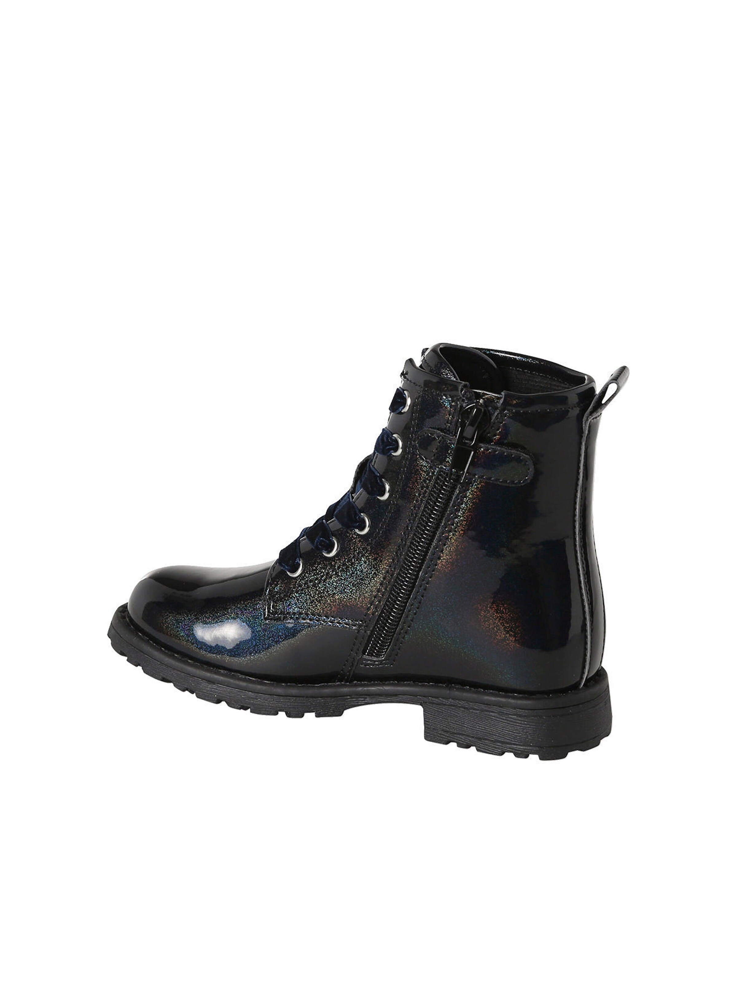 Vertbaudet Mädchen Lack-Boots mit Schnürung und Reißverschluss set schwarz