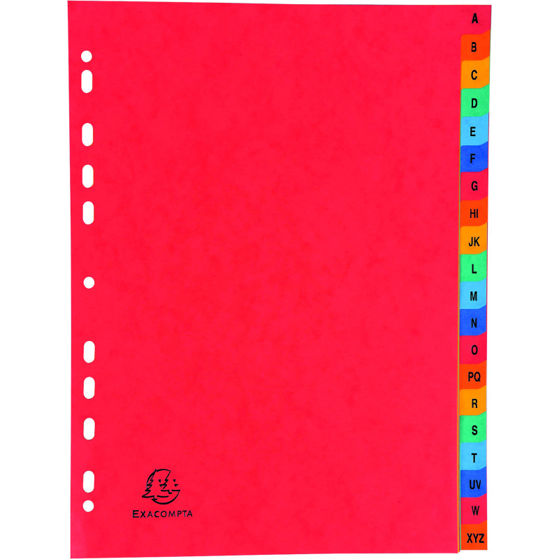Intercalaires carte lustrée avec onglets imprimés alphabétiques Exacompta 20 positions AZ - A4