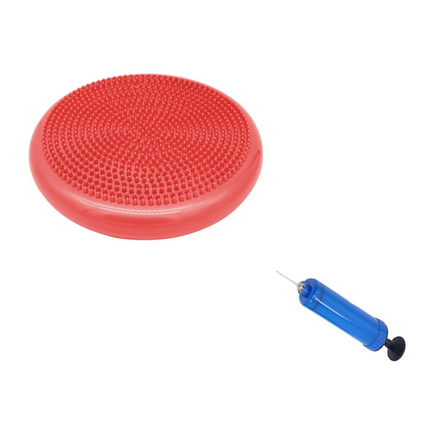 (Ø34cm) Sport Balance Kissen Ballsitzkissen Noppenkissen für Balancetraining inkl. Pumpe - Rot