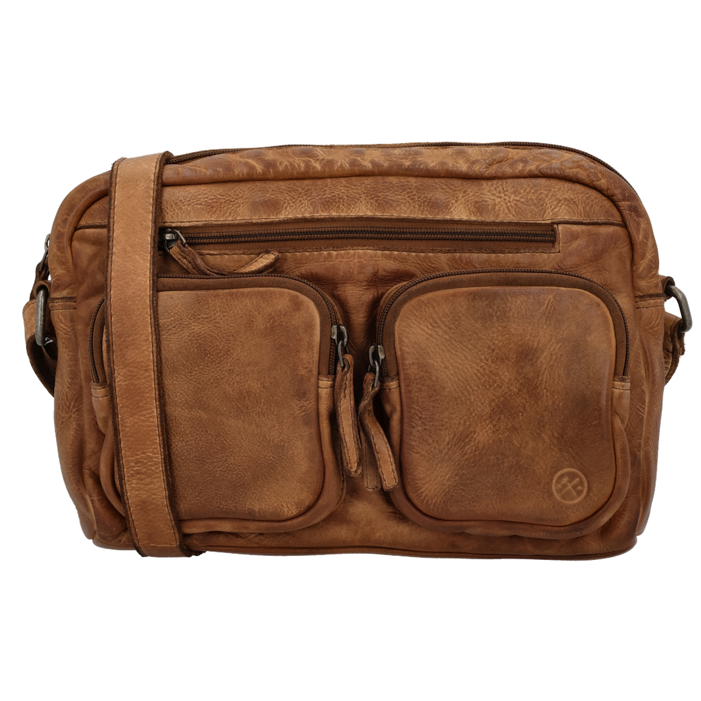 Hide & Stitches Paint Rock Schoudertas L Cognac