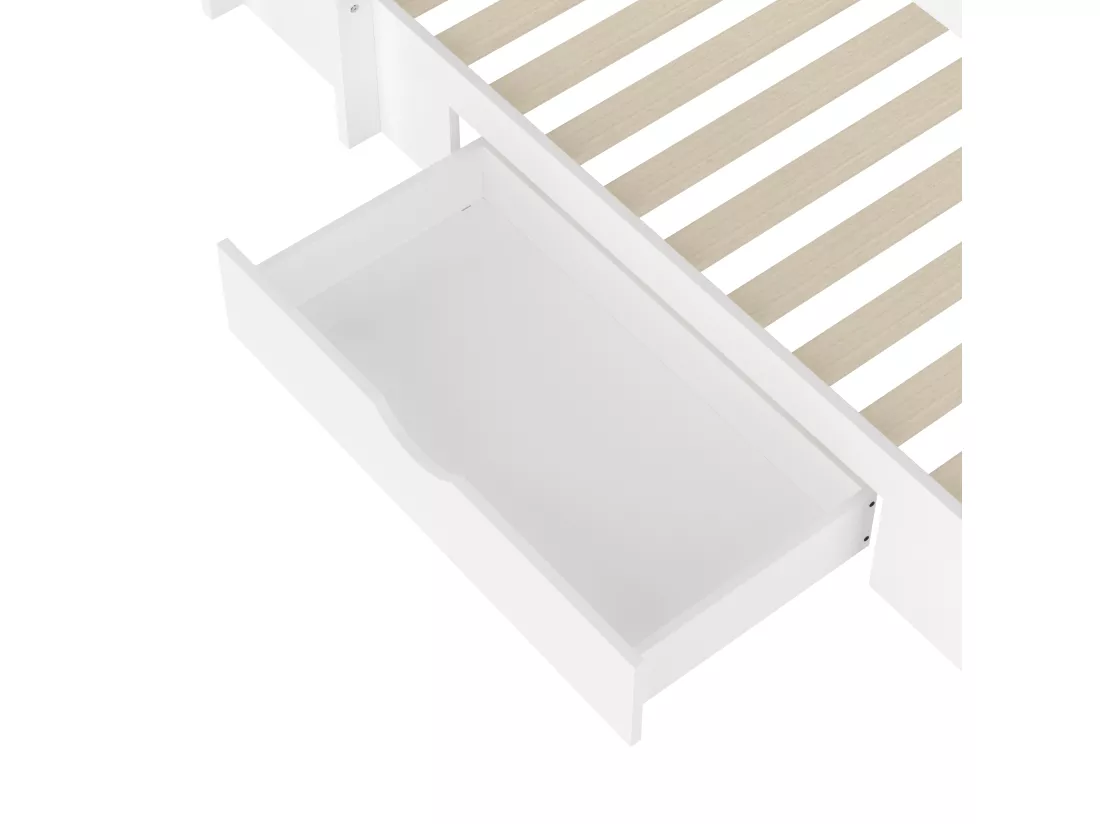 Lit superposé pour enfant 2x90x200cm - avec un tiroir et compartiments - Blanc