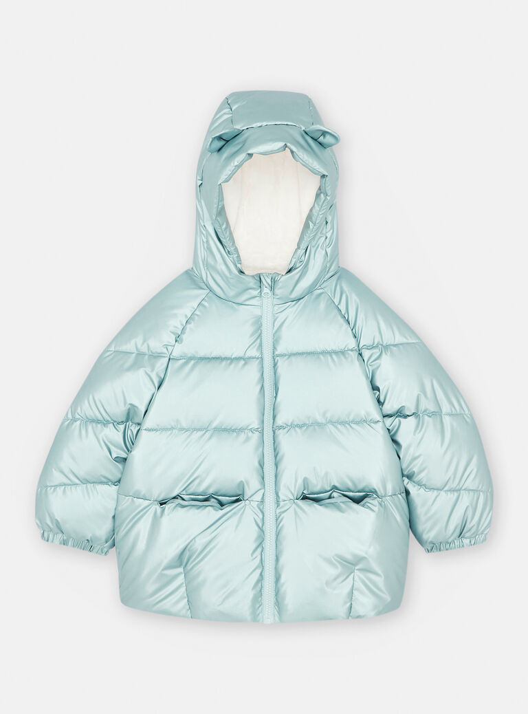 Doudoune à capuche métallisée bleu arctique
