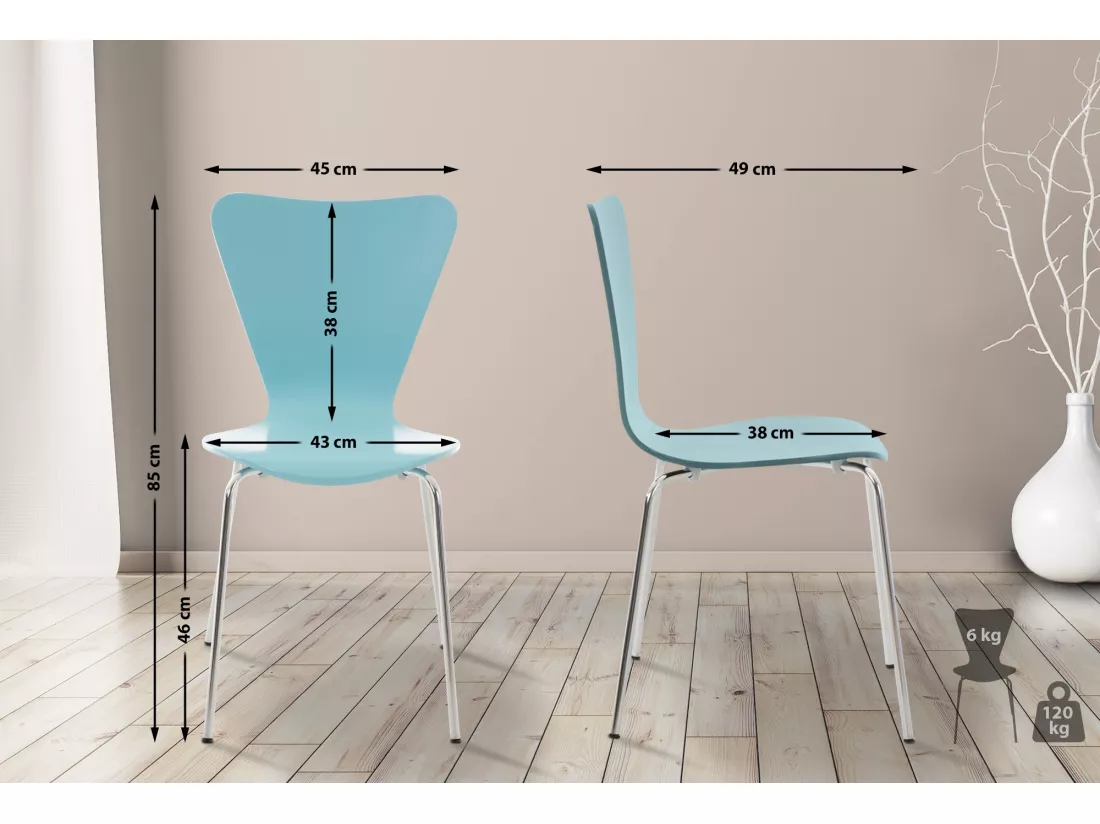 Lot de 2 Chaise de conférence - Bois & Nature - Bleu clair - Calisto