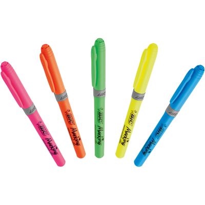 BIC Marking Highlighter Grip - Pack de 5 surligneurs - couleurs assorties