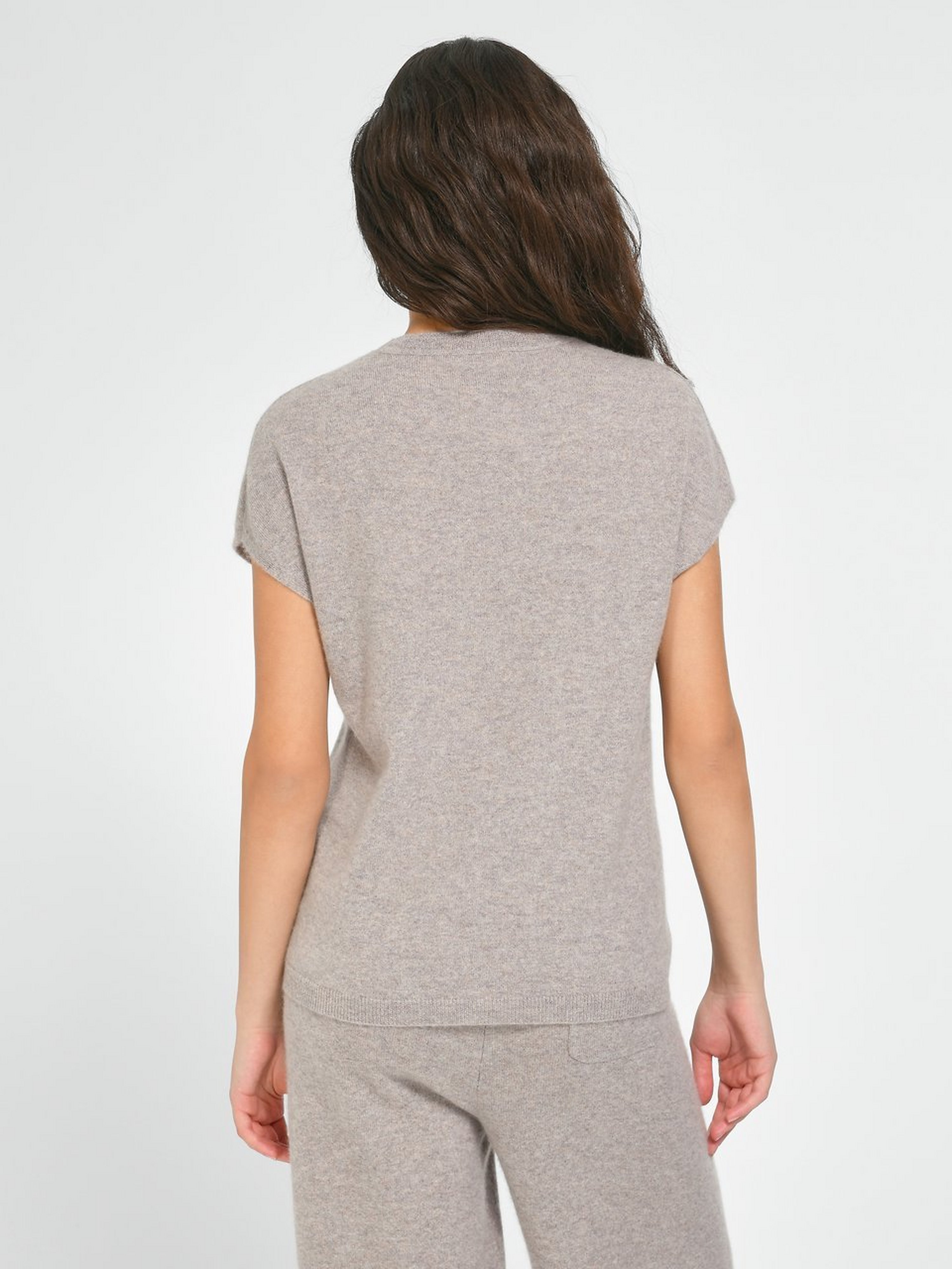Ärmelloser Rundhals-Pullover aus 100% Premium-Kasc