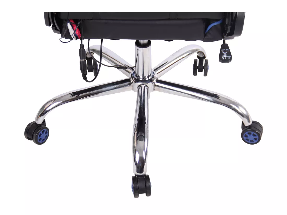 Chaise de bureau - Similicuir & Métal chromé - Noir / Bleu - Limit XM