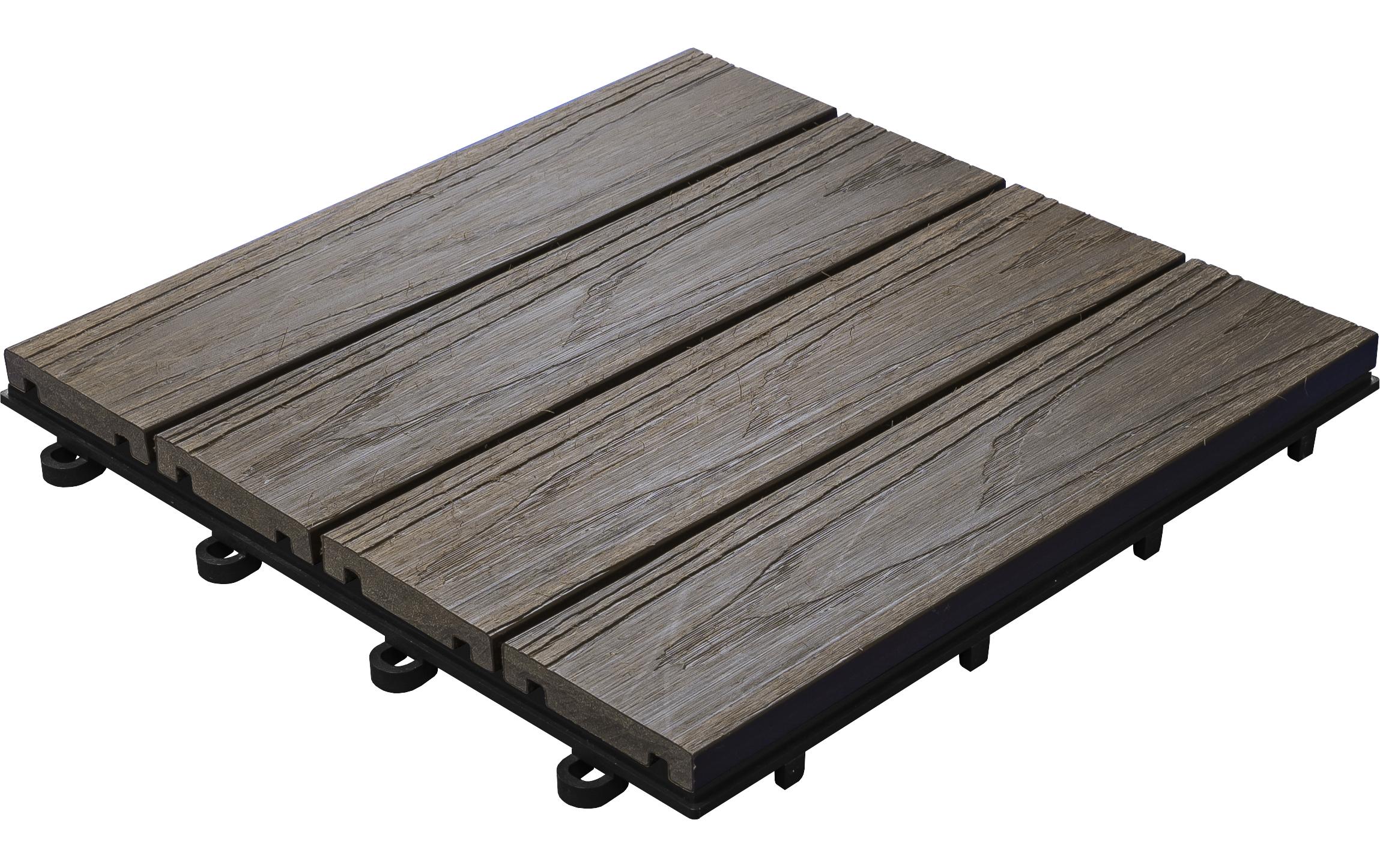 Balkon-& Terrassenplatten WPC 3D braun 30 x 30, 6 Stk.Bodenplatte aus Holz-Kunststoffgemisch in Holzoptik