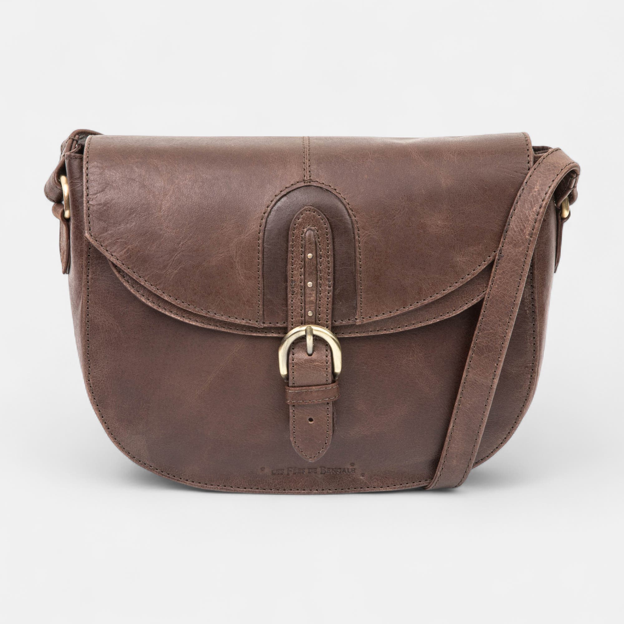 Sac bandoulière en cuir marron