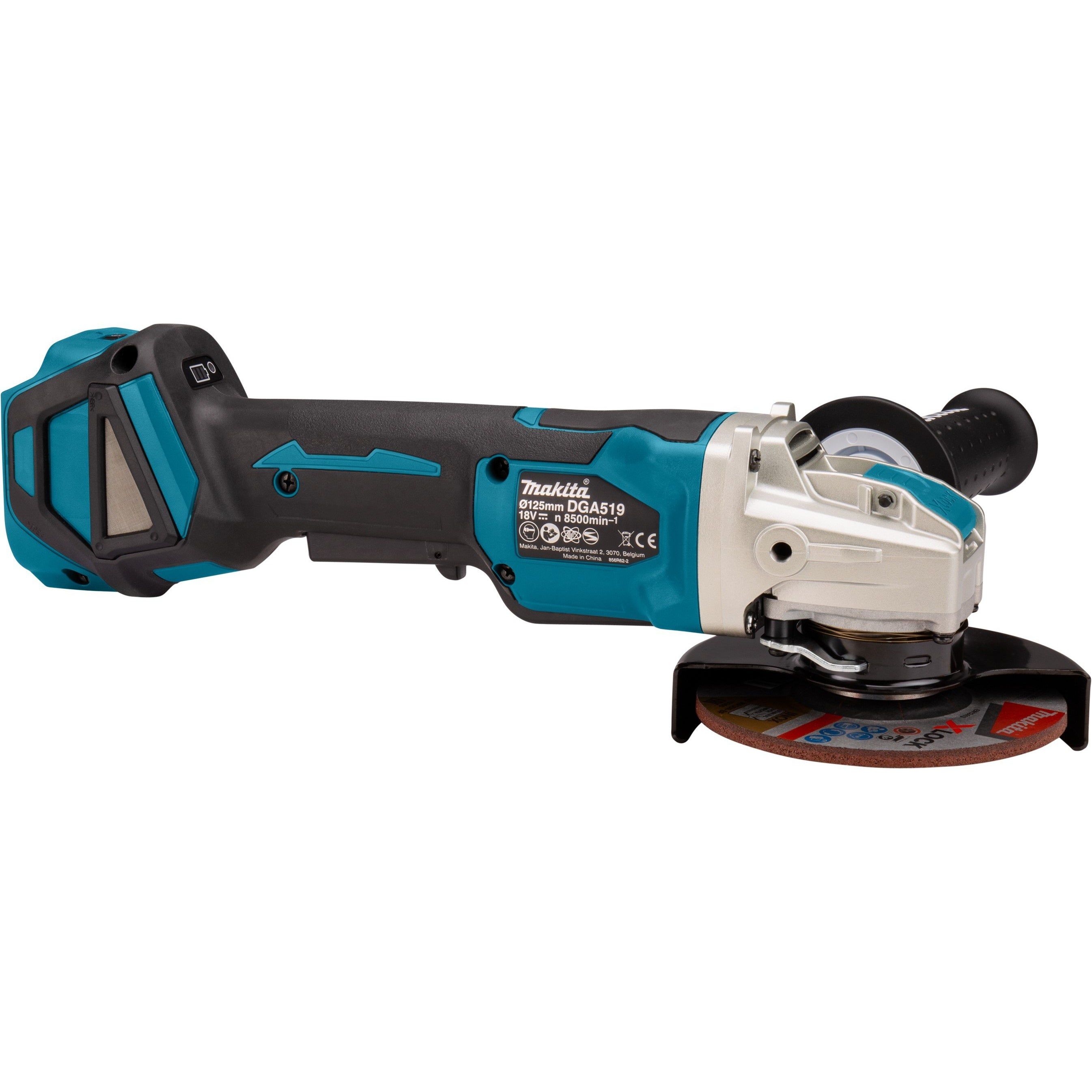 Makita DGA519ZJ Accu Haakse Slijper 125mm X-LOCK 18V Basic Body in Mbox