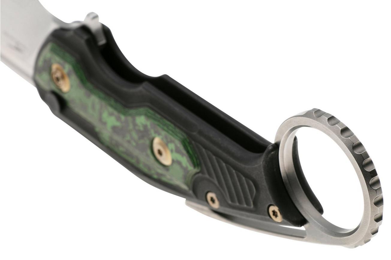 WE Knife Yardbird WE22021-4 Satin CPM 20CV, Black Titanium, Jungle Wear Fatcarbon Fiber Inlay, karambit zakmes, Maciej Torbé design