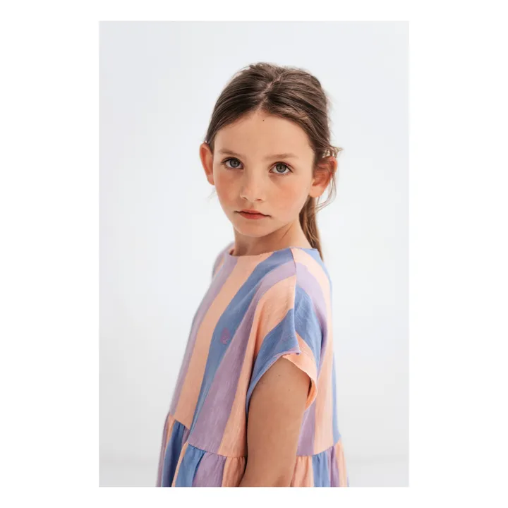 Repose AMS Robe Coton Bio Rayée | Rose pêche