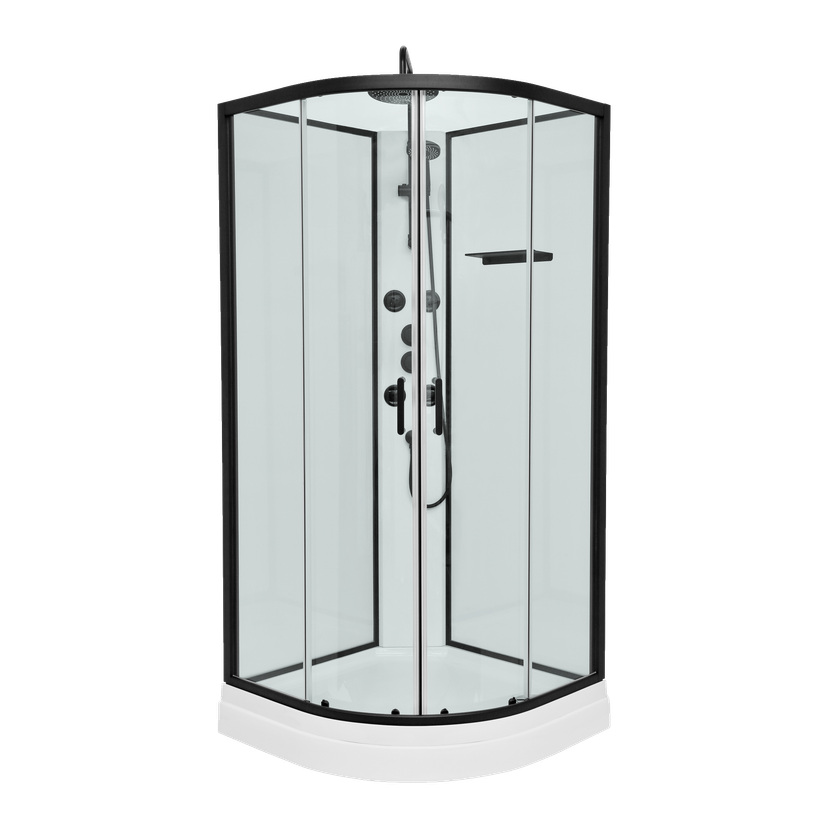 Svart/hvit dusjkabinett med takdusj 90x90x225 cm