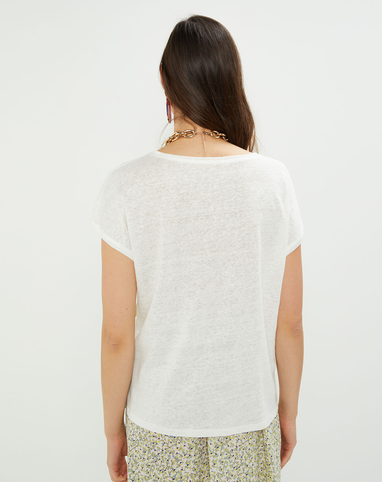 Harris Wilson T-Shirt 100% Lin Quatia imprimé écru/doré