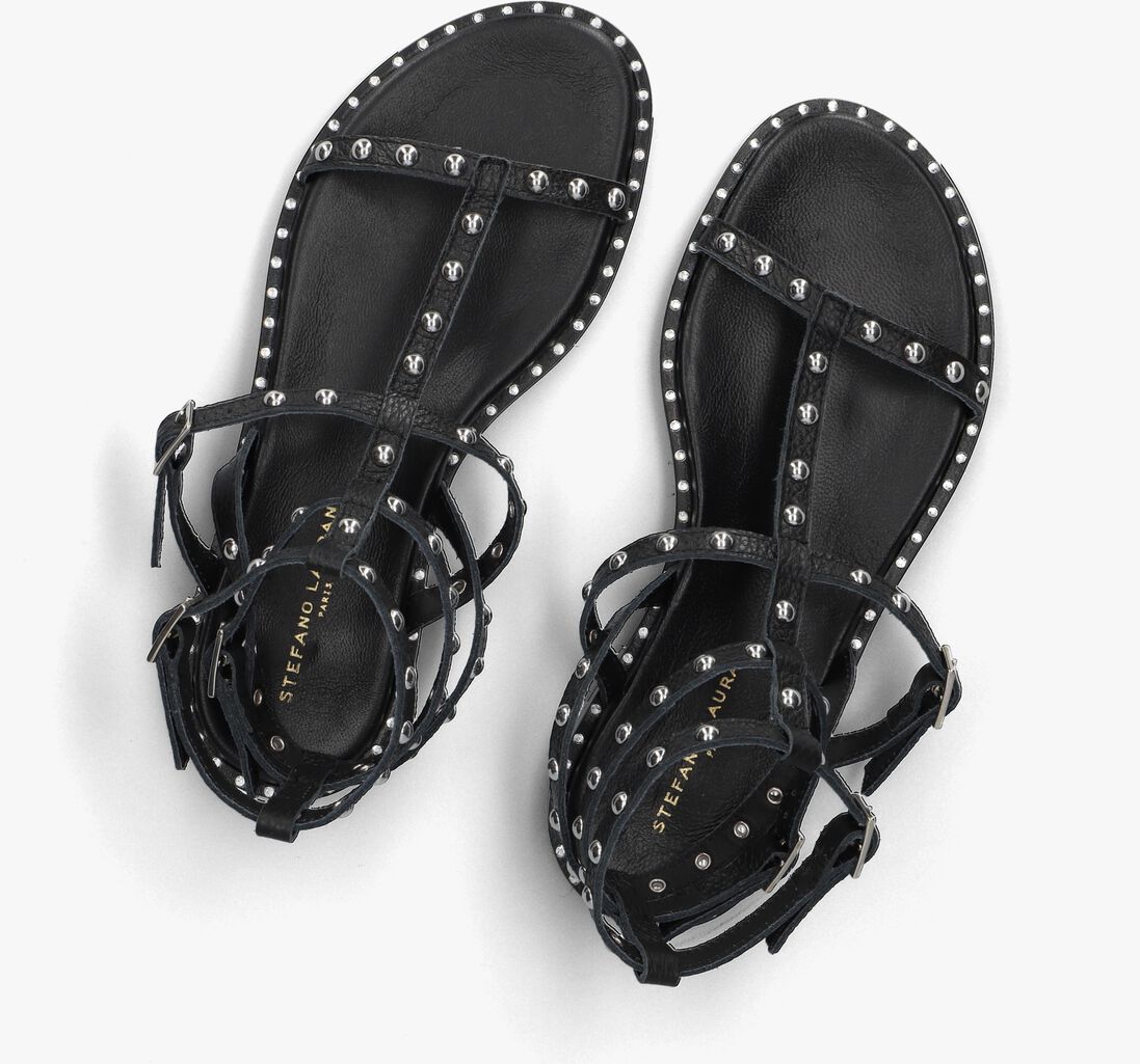 zwarte stefano lauran platte sandalen 24202