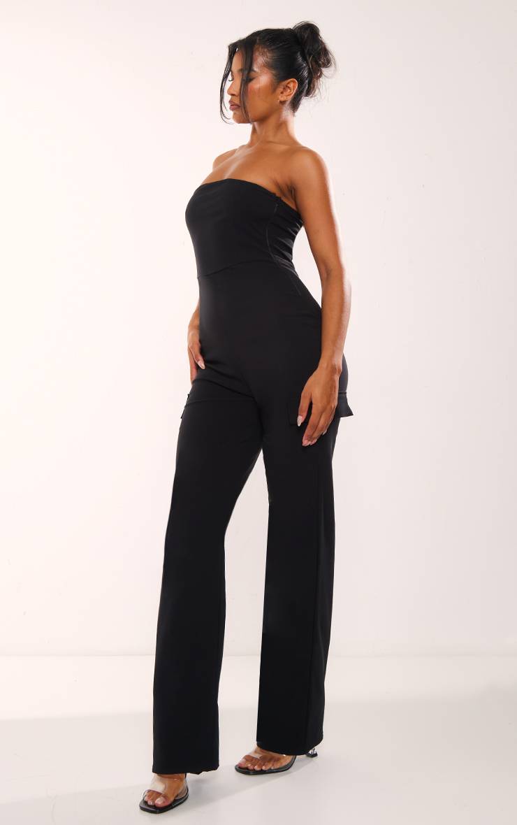 Noir Combinaison Bandeau Corset Style Cargo