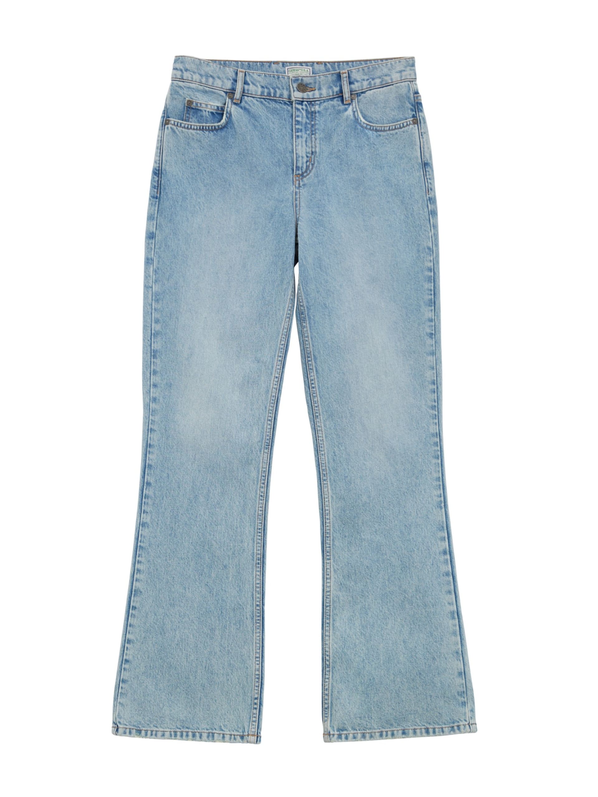 Calça flare em denim índigo