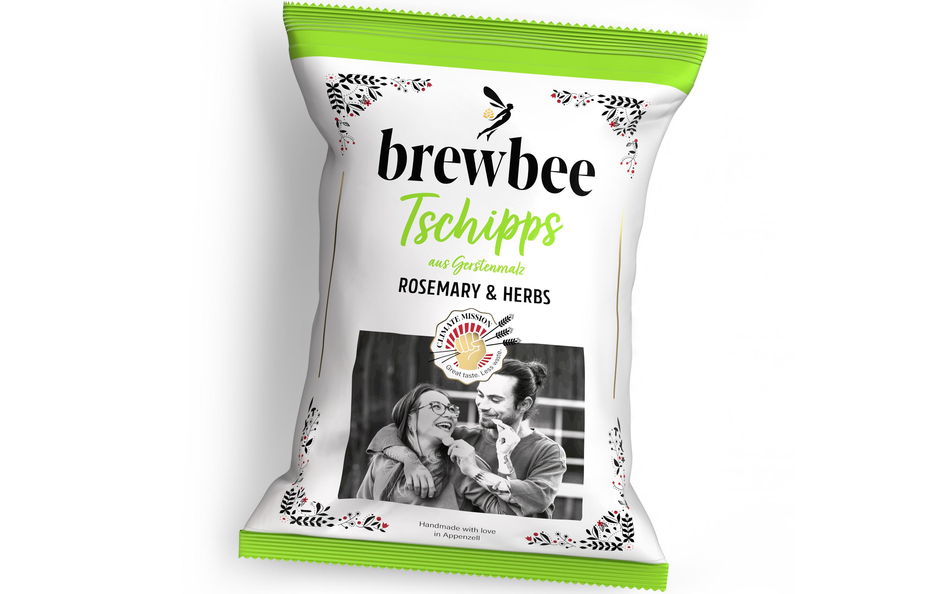 brewbee Tschipps Rosemary and Herbs 90 gSchweizer Chips aus Malztreber