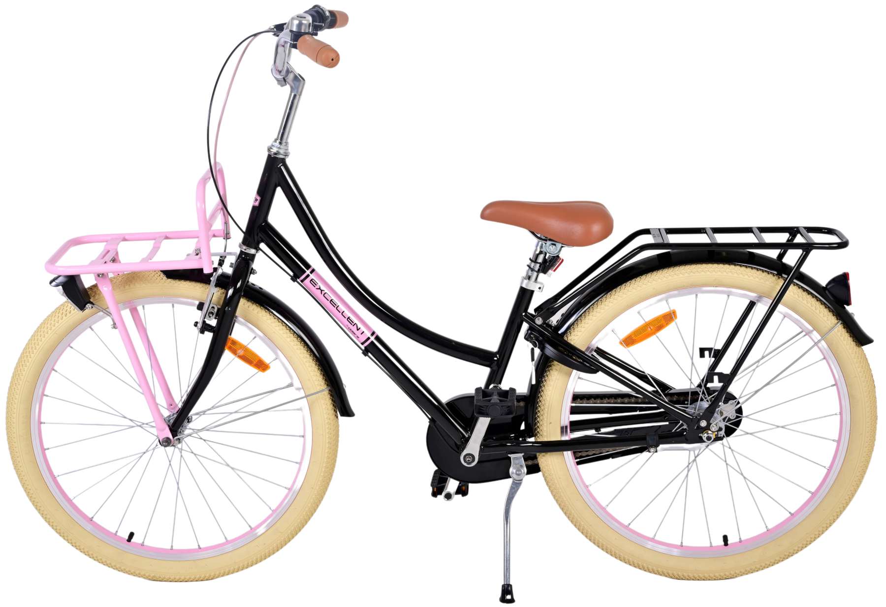 TPFSports Excellent Kinderfahrrad - Mädchen - 24 Zoll - 3 Gänge - Rücktritt + Handbremse - Schwarz