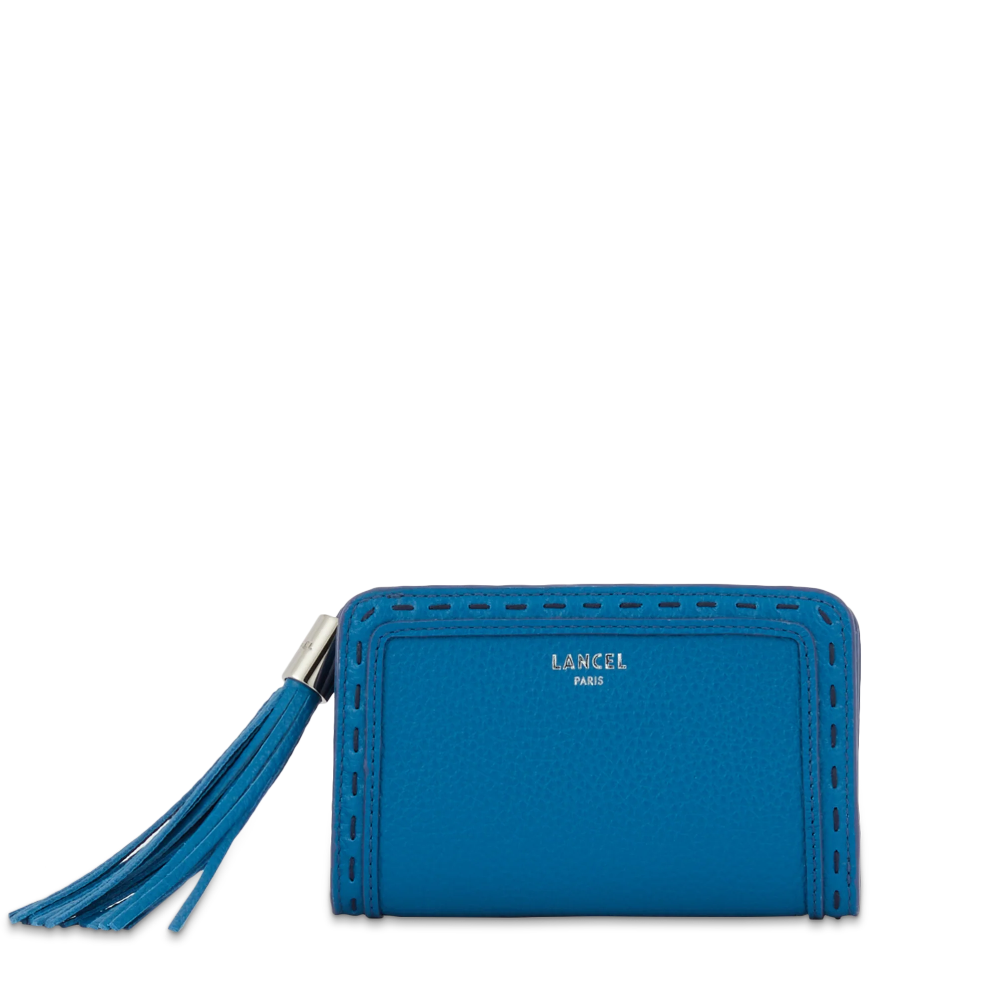 Portefeuille rectangulaire compact zippé Premier Flirt de Lancel-Cobalt