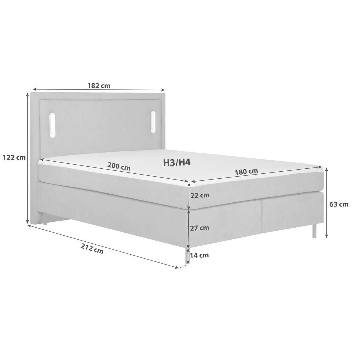 Boxspringbett Nidda 180 x 200 Schwarz