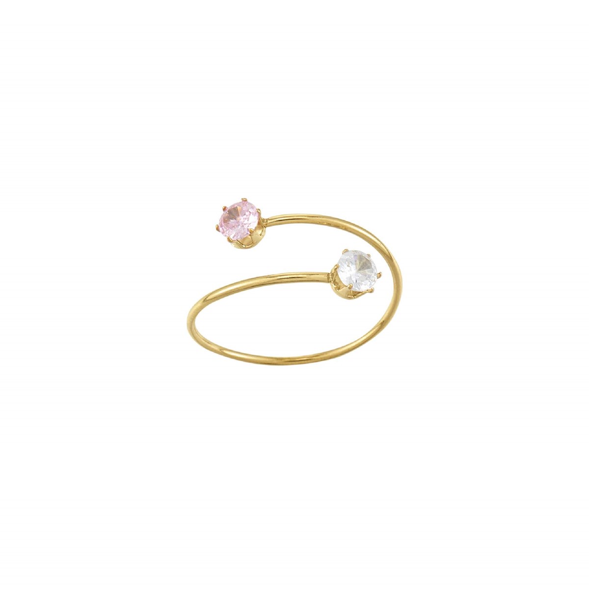 Bague Lolly acier doré or zircons