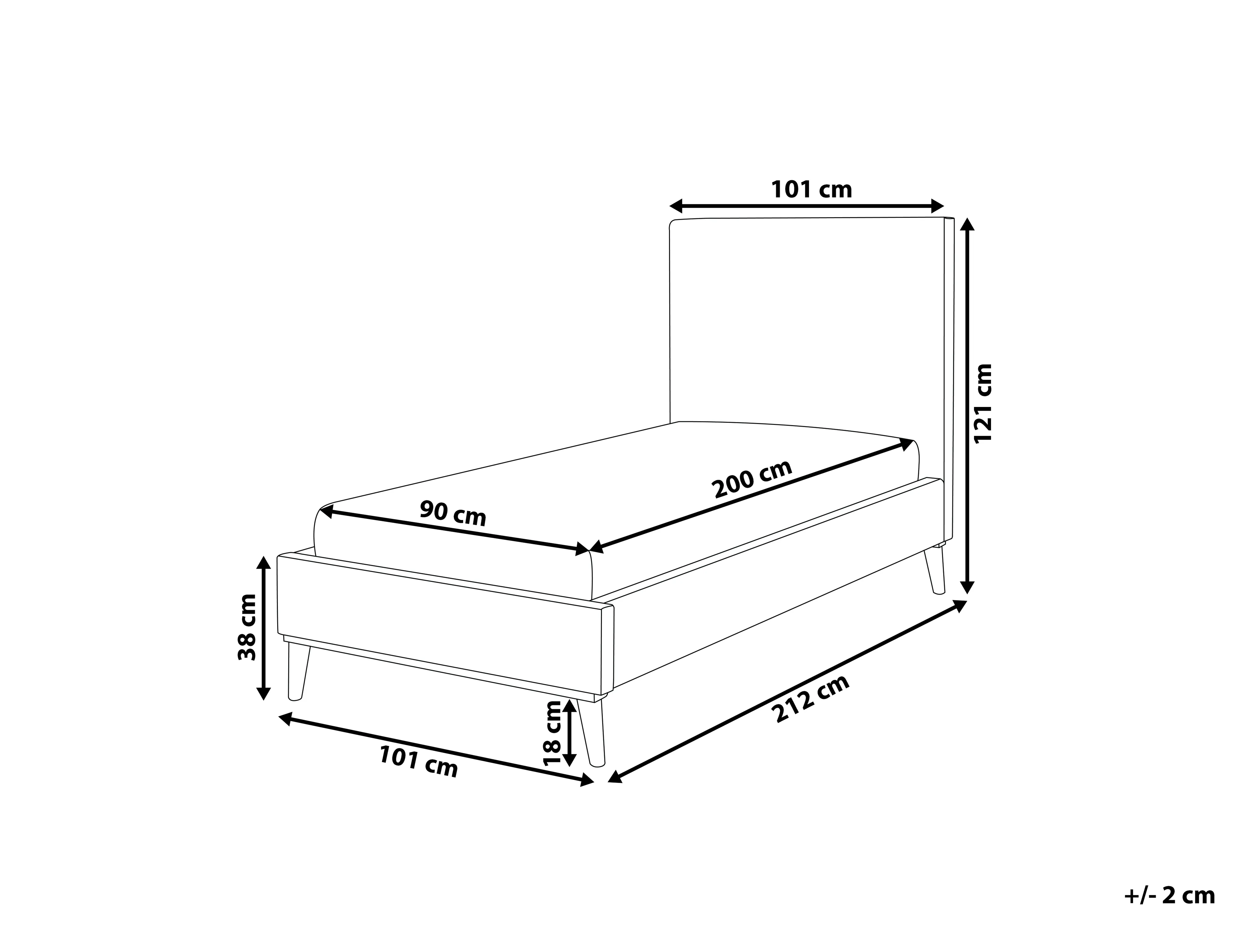 Bed Fluweel BAYONNE 90 x 200 cm Gebroken wit