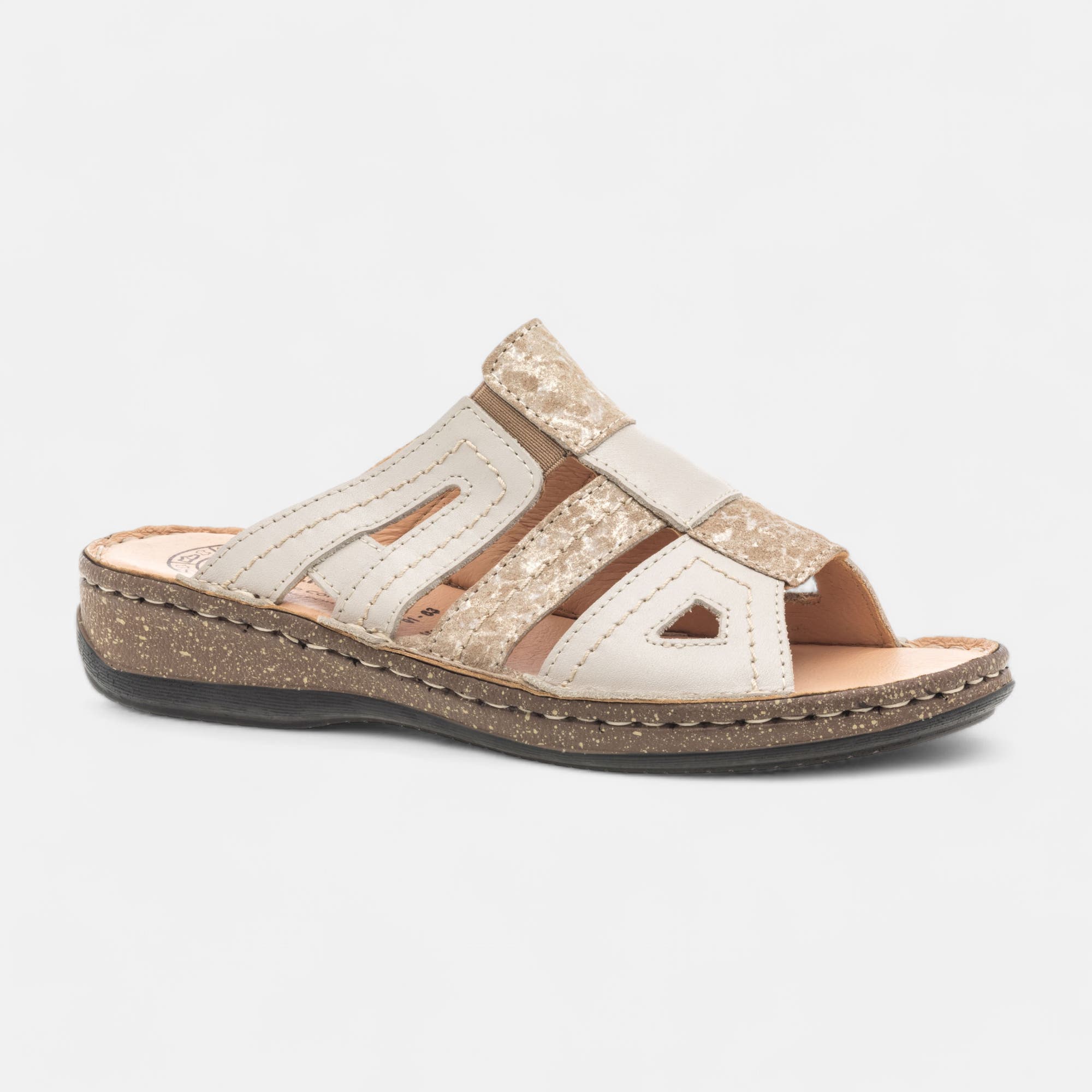 Nu-pieds confort Femme en cuir beige