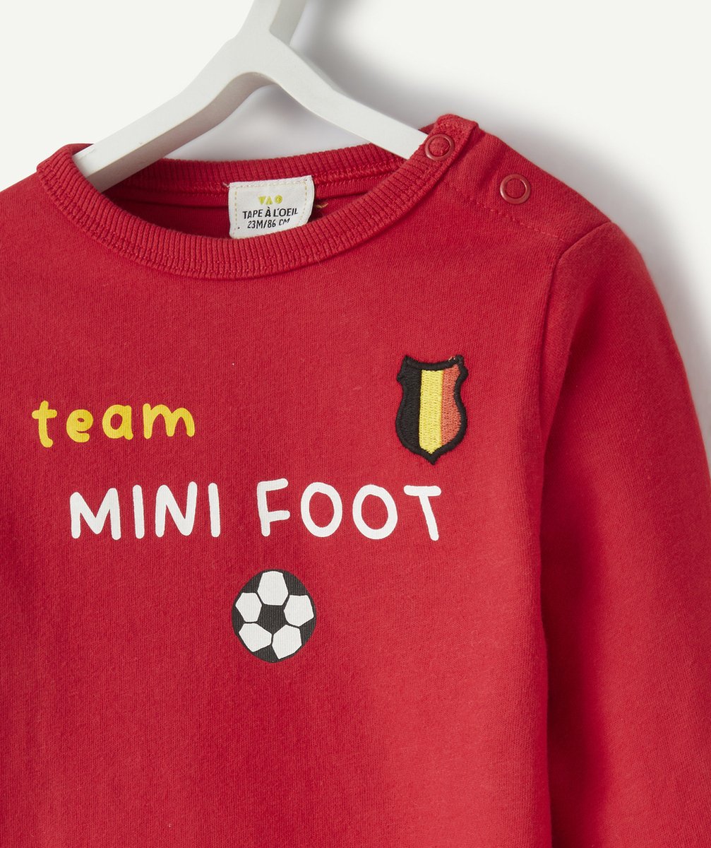 T-SHIRT BÉBÉ GARÇON EN COTON BIO ROUGE THÈME FOOTBALL