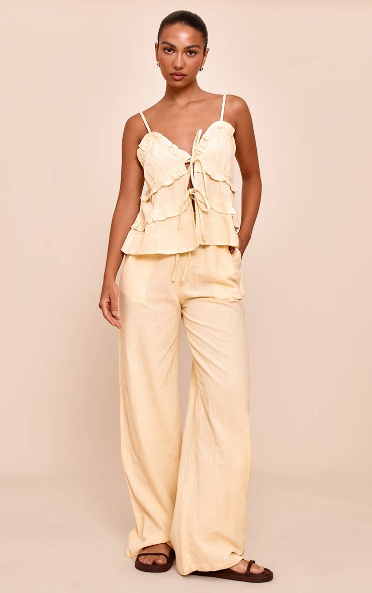 Butter Yellow Pantalon Large Taille Mi-haute Texturé