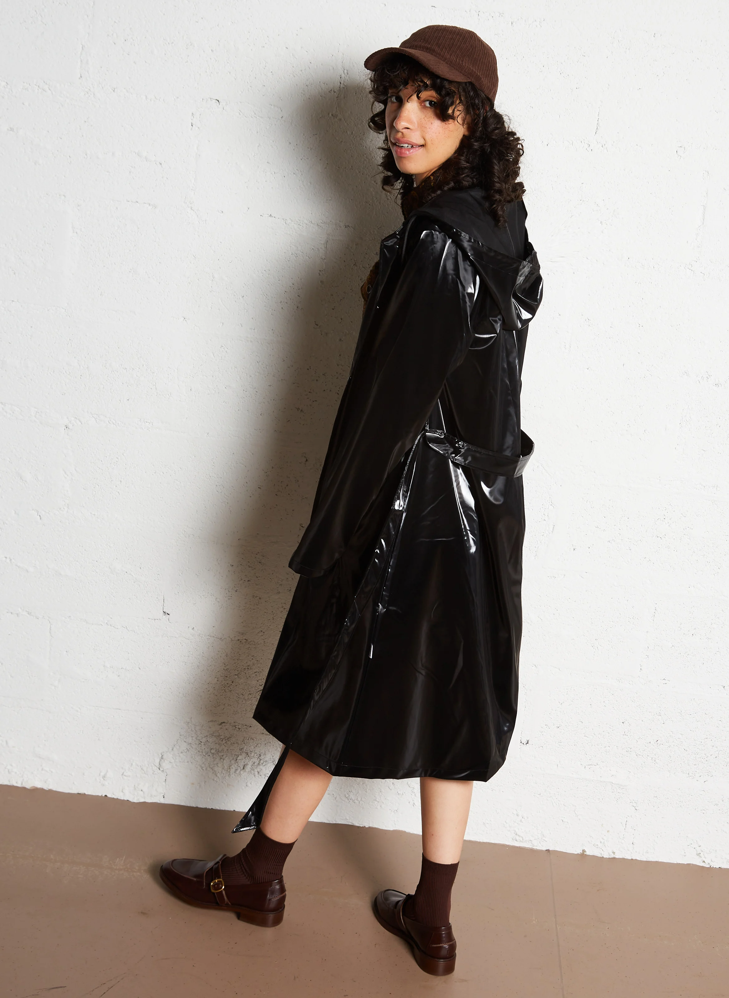 Imperméable droit col rond | Noir